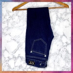 C’est Toi Y2K Dark Wash Skinny Denim Jeans Juniors 5 Crystal Embellished